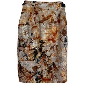 NWOT lemlem Pencil Skirt, Earth-Tone Abstract Print, Women's Size Small